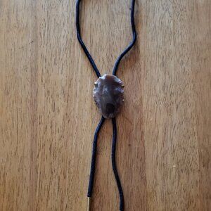 Bolo tie with brown agate gemstone